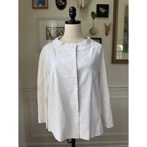 Jarbo Linen Blend Snap Front Bateau Boatneck Cowl Shirt Jacket 34 S M